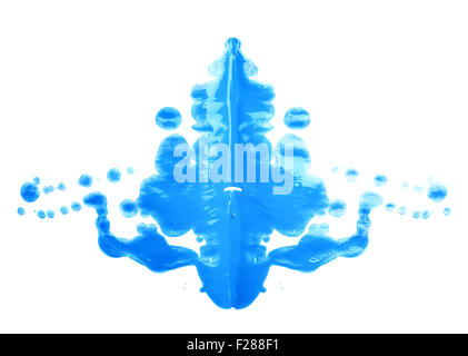 Symmetrische abstrakte Farbe Fleck wie ein Rorschach-Test über dem weißen Hintergrund isoliert Stockfoto