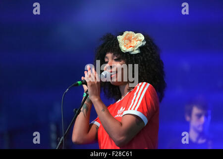 Hollie Cook auf der Zwischenzeit Bühne auf Blackheath Music Festival Stockfoto