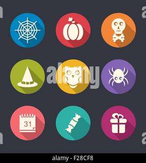 Halloween-flach-Symbole Stock Vektor