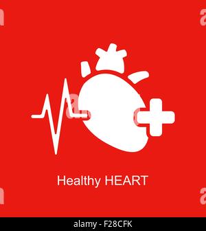 Gesundes Herz-Symbol auf weißem Hintergrund Stock Vektor