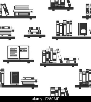 Nahtlose Muster mit Büchern über die Bücherregale Stock Vektor