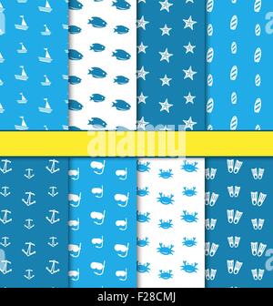 Nahtlose Muster mit nautischen Elementen Stock Vektor