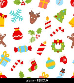 Nahtlose Muster mit Weihnachten traditionelle Symbole Stock Vektor