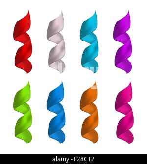 Eingestellten glänzende bunte satin Spirale Bänder isoliert auf weißem backgr Stock Vektor