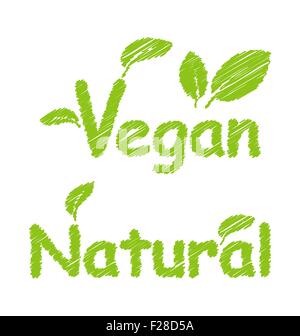Vegan and Natural Green Texts Stock Vektor