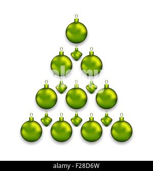 Weihnachten Baum aus Glaskugeln, isoliert auf weißem Hintergrund Stock Vektor