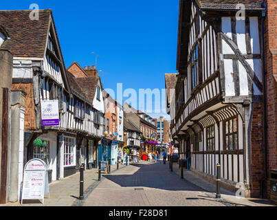 Kneipen, Geschäfte und Cafés Friar Street in der City-Center, Worcester, Worcestershire, England, UK Stockfoto