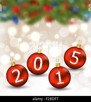 Happy New Year auf hängende Glaskugel Stock Vektor