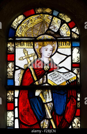 Margarethe Glasmalerei, St. Margarets Kirche, Bagendon, Gloucestershire, England, UK Stockfoto