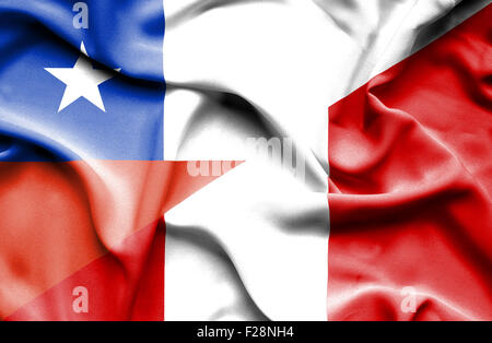 Wehende Flagge von Peru und Chile Stockfoto