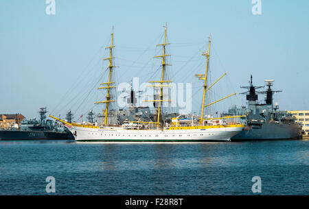 Brice Mircea rumänischen Militär Marine Schulschiff angedockt im Handelshafen Kai von Constanta Stockfoto