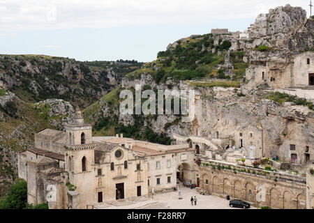 Kirche von San Pietro Caveoso und Kirche Santa Maria de Idris, Sasso Caveoso, Matera. Stockfoto