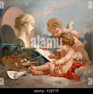 François Boucher - Cupids. Allegorie der Malerei Stockfoto