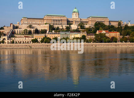 Das schöne Schloss Buda leuchtet in der Morgensonne in Budapest, Ungarn. Stockfoto