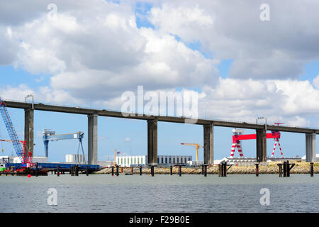 Pont de Saint-Nazaire, saint-Nazaire-Brücke Fluss Loire Frankreich Stockfoto