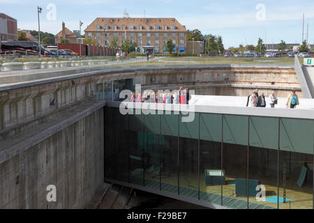 Eingang zur u-bahn Dänische Maritime Museum, M/S Museet für Søfart, in Helsingör/Helsingør, Dänemark. Architekt Bjarke Ingels groß. Stockfoto