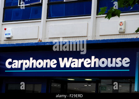 Carphone Warehouse Shop anmelden Stockfoto