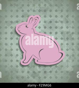 Ostern glücklich Vintage Poster mit rosa Hase Stock Vektor