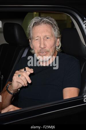 New York, NY, USA. 14. Sep, 2015. Roger Waters von Pink Floyd am HuffPost Live unterwegs für Promi-Schnappschüsse - Mo, Sheen Zentrum für Gedanken und Kultur, New York, NY 14. September 2015. Bildnachweis: Derek Sturm/Everett Collection/Alamy Live-Nachrichten Stockfoto