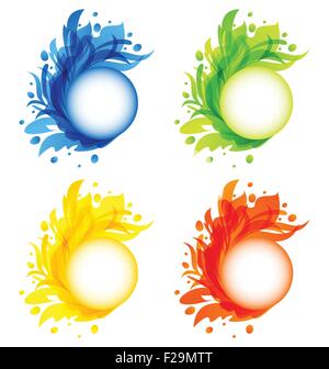 Vier Saison blühen bunte Rahmen isoliert Stock Vektor