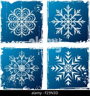 Schneeflocke Set grunge Stock Vektor