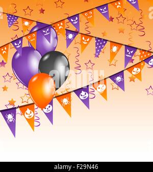 Hängenden Fahnen und Luftballons für Halloween-party Stock Vektor