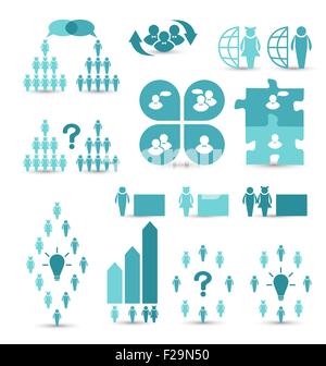 Setzen Sie Unternehmen Symbole, Management und Human resources Stock Vektor