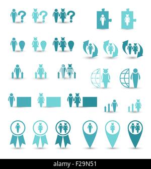 Setzen Sie Unternehmen Symbole, Management und Human resources Stock Vektor