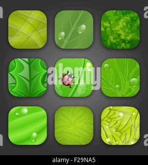 Ökologische Hintergründe mit Blätter-Textur für die app-icons Stock Vektor
