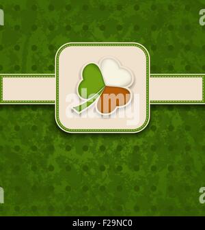 Vintage Karte mit Klee in irische Flagge Farben für St. Patrick Stock Vektor