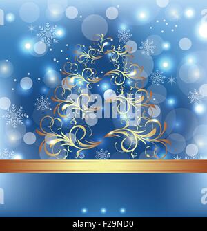 Feier-Karte mit abstrakten floralen Weihnachtsbaum Stock Vektor