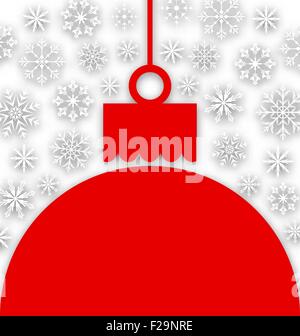 Schneeflocke Hintergrund mit Papier Weihnachtskugel Stock Vektor