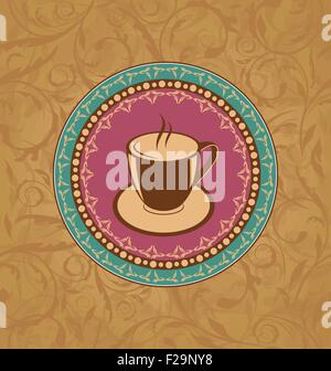 Niedliche verzierten Vintage mit Kaffeetasse Stock Vektor