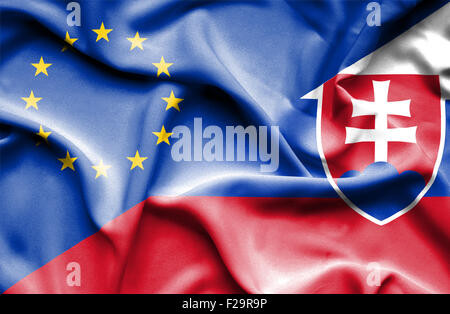 Wehende Flagge der Slowakei und Stockfoto