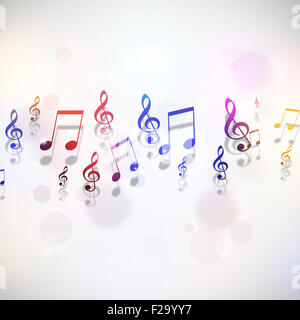 abstrakte hellen Hintergrund mit mehrfarbigen Musiknoten Stockfoto