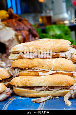 Eine Menge Sandwiches mit porchetta Stockfoto