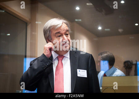 Brüssel, Bxl, Belgien. 15. Sep, 2015. UN-Hochkommissar für Flüchtlinge António Guterres beteiligt sich an der mündlichen Verhandlung vom Migrationskrise im Europäischen Parlament Hauptquartier in Brüssel, Belgien auf 15.09.2015 von Wiktor Dabkowski Credit: Wiktor Dabkowski/ZUMA Draht/Alamy Live News Stockfoto