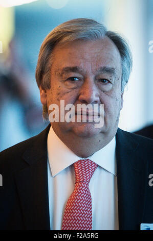 Brüssel, Bxl, Belgien. 15. Sep, 2015. UN-Hochkommissar für Flüchtlinge António Guterres kommt für die mündliche Verhandlung auf Migrationskrise im Europäischen Parlament Hauptquartier in Brüssel auf 15.09.2015 von Wiktor Dabkowski Credit: Wiktor Dabkowski/ZUMA Draht/Alamy Live News Stockfoto