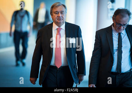 Brüssel, Bxl, Belgien. 15. Sep, 2015. UN-Hochkommissar für Flüchtlinge António Guterres kommt für die mündliche Verhandlung auf Migrationskrise im Europäischen Parlament Hauptquartier in Brüssel auf 15.09.2015 von Wiktor Dabkowski Credit: Wiktor Dabkowski/ZUMA Draht/Alamy Live News Stockfoto