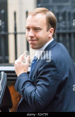 Downing Street, London, UK. 15. September 2015. Matt Hancock, Minister für das Cabinet Office in 10 Downing Street an der wöchentlichen Kabinettssitzung © Paul Davey/Alamy kommt Live News Bildnachweis: Paul Davey/Alamy Live News Stockfoto