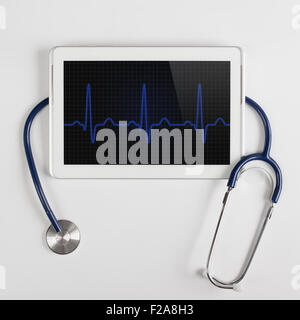 Tablet mit ECG Diagramm Stockfoto