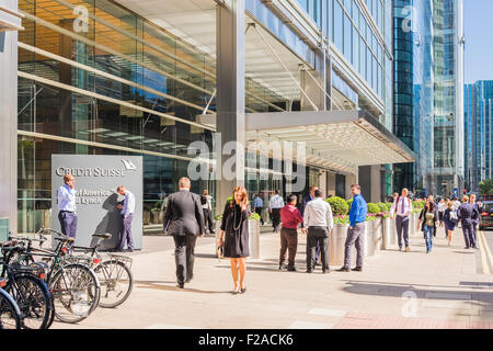 Canary Wharf Street Szene, Isle of Dogs, London, England, Vereinigtes Königreich Stockfoto