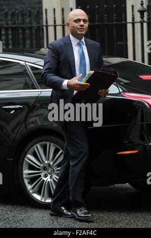 London, UK, 15. September 2015: Sajid Javid MP, Secretary Of State for Business, Innovation und Qualifikationen und Präsident des Verwal- Stockfoto