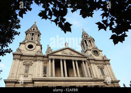 Die Westseite des St Pauls Cathedral in London, England Stockfoto