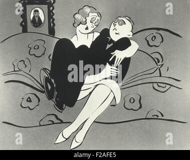 Illustration der Mann sitzt in der Frau Schoß (OLVI008 OU444 F) Stockfoto