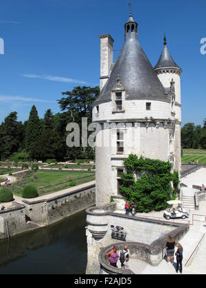 Château de Chenonceau, Marques Turm Catherines Garten, Loire-Tal, Fluss Cher, Indre-et-Loire, Touraine, Frankreich Stockfoto