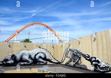 ROA Coney Kunst Wände Coney Island, brooklyn Stockfoto