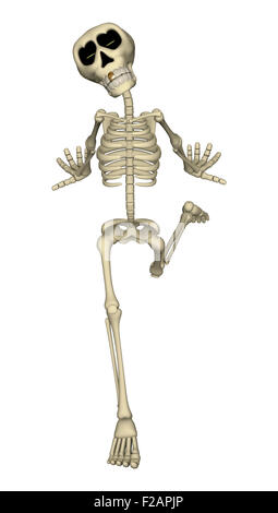 Digitale 3D Rendern eines Cartoon menschlichen Skeletts isoliert auf weißem Hintergrund Stockfoto