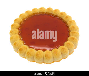 Eine einzelne Erdbeer gefüllte Torte isoliert auf einem weißen Hintergrund. Stockfoto