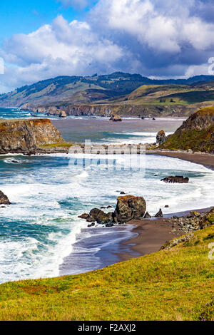 Goat Rock State Beach und den Abfluss von der Russian River Teil der California Sonoma Coast State Park Jenner Stockfoto